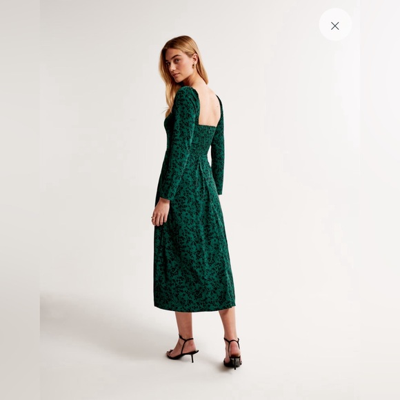 Abercrombie Long-Sleeve Squareneck Midi Dress - XS Tall - Picture 2 of 4
